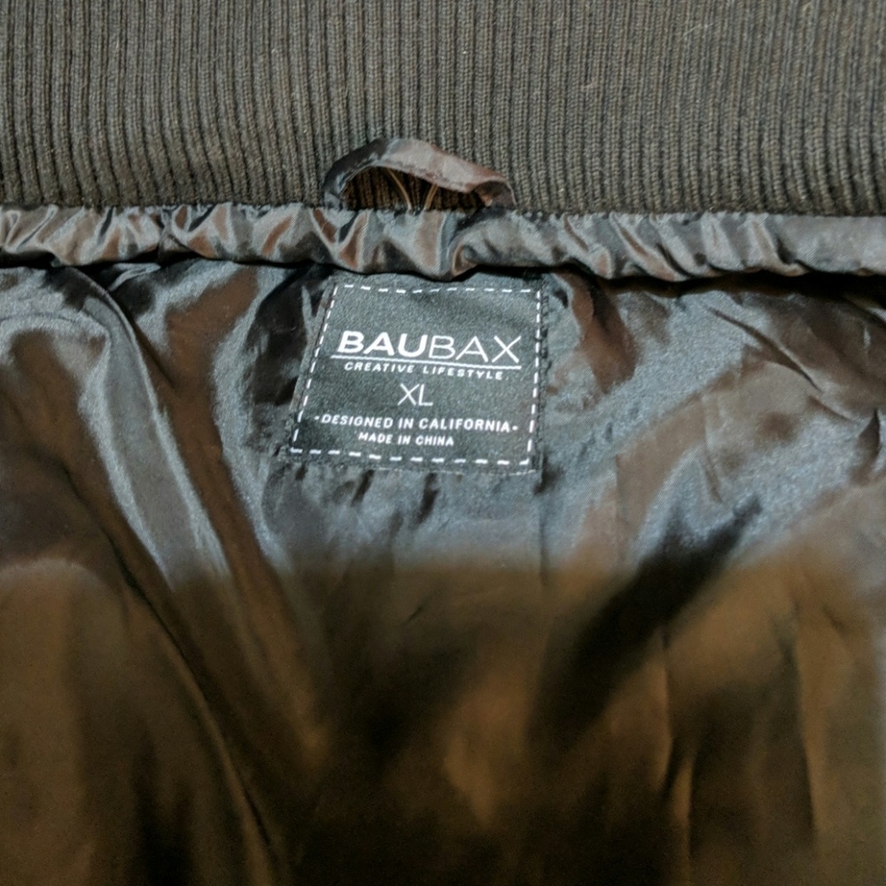 Baubax Bomber Jacket Mens XL. Black. Never Worn.